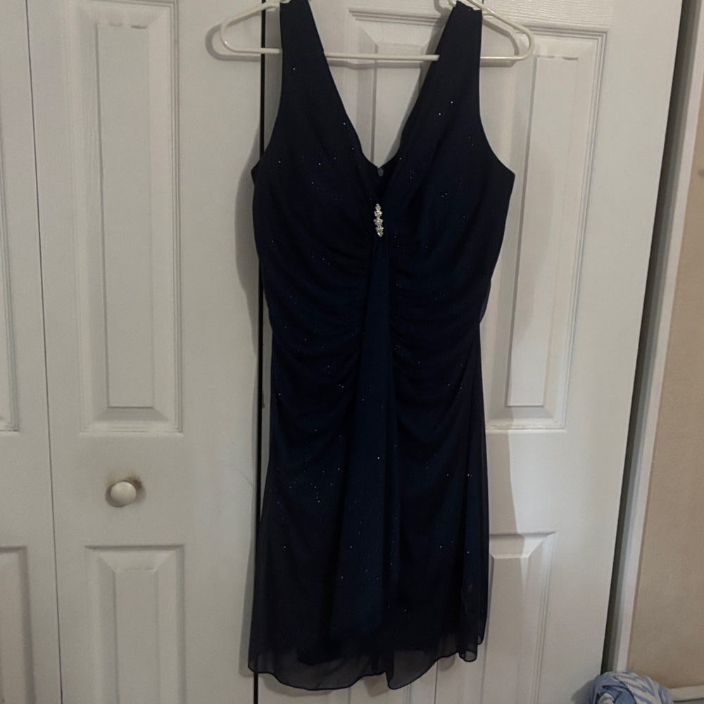 Onyx Midnight Blue Midi Dress with Sparkle